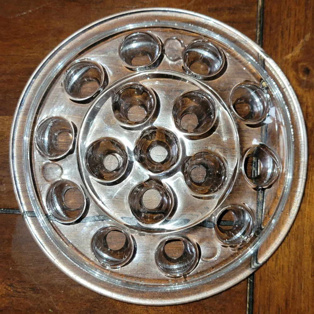 Vintage Clear Glass Flower Frog 16 Holes